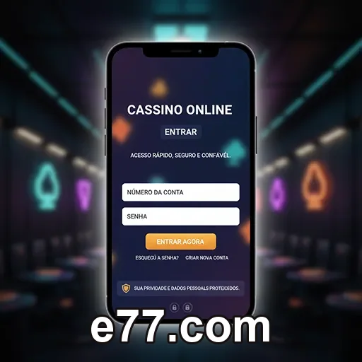 Login rápido no e77.com pelo celular em tela simples