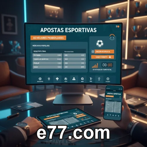 Tela de login no e77.com com uso responsável no celular